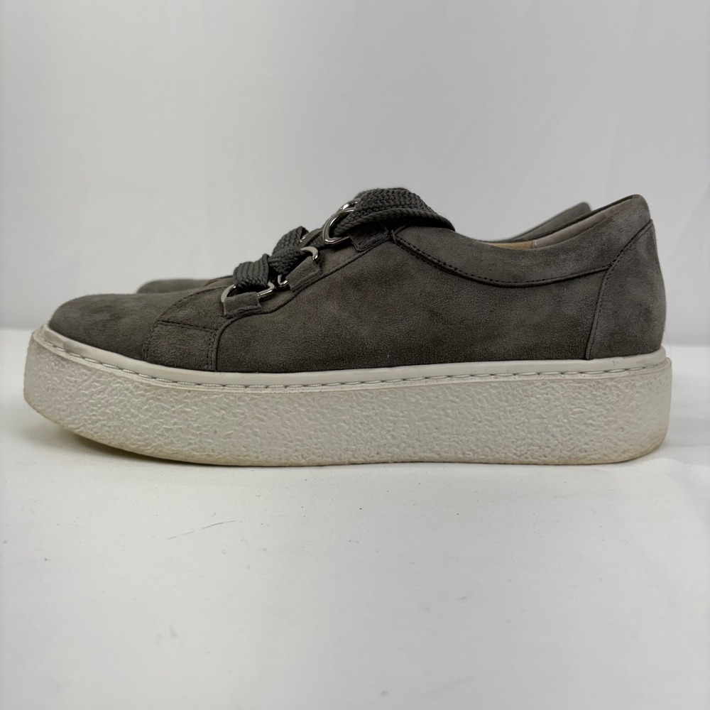 Vaneli Sport Womens Yevka Gray Suede Platform Sneakers Lace Up Shoes Size 7M